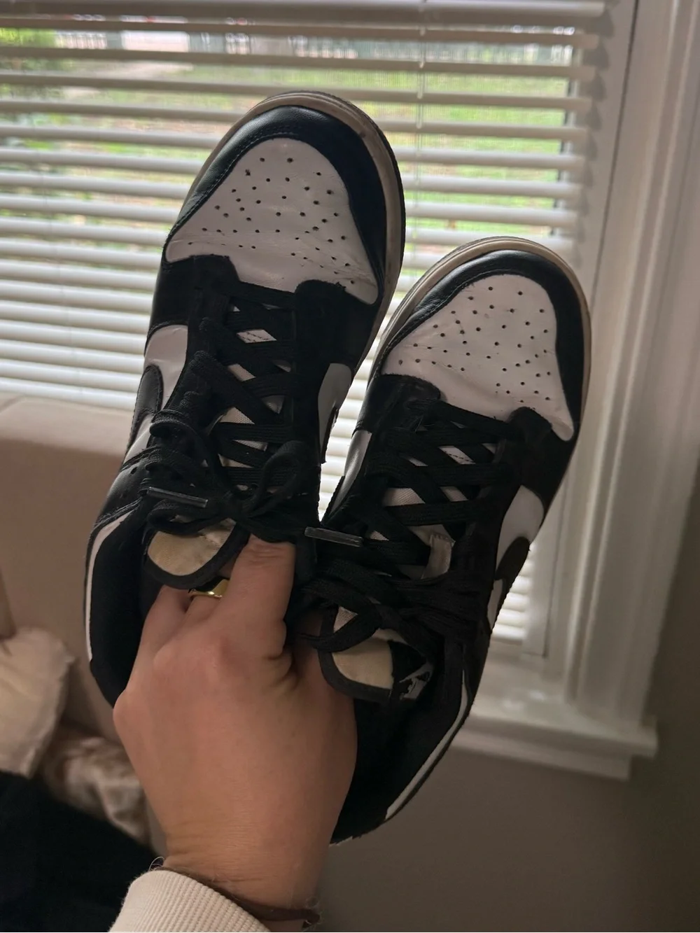 Nike Black and White Low-Top Dunk Sneakers